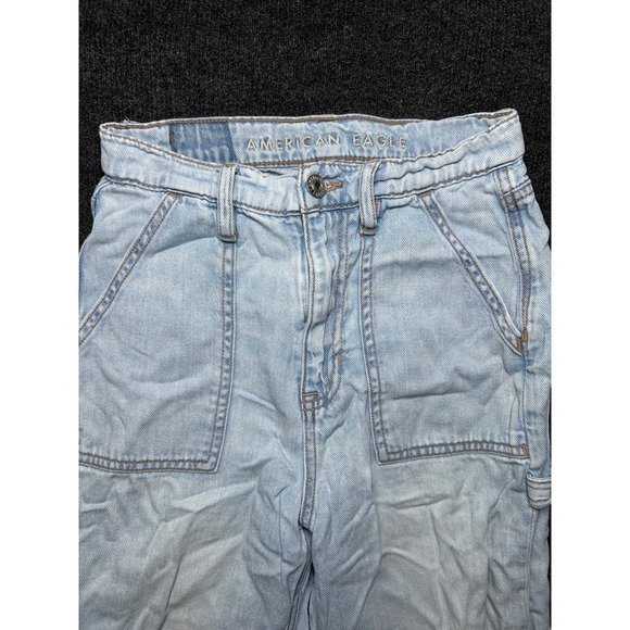 American Eagle Womens Light Wash Denim Cargo Baggy Jogger Jeans Size 00 Short - Picture 10 of 11
